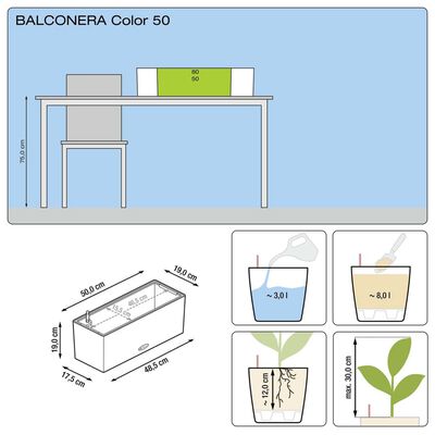 LECHUZA Blumenkasten Balconera Color 50 Komplett-Set Weiß 15670