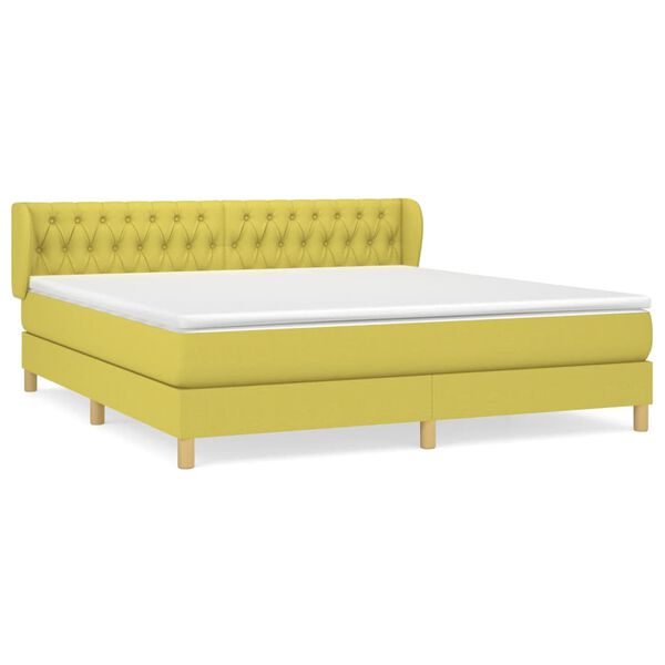 vidaXL Boxspringbett mit Matratze Gr&uuml;n 180x200 cm Stoff