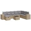 vidaXL 9-tlg. Garten-Sofagarnitur mit Kissen Beige Poly Rattan