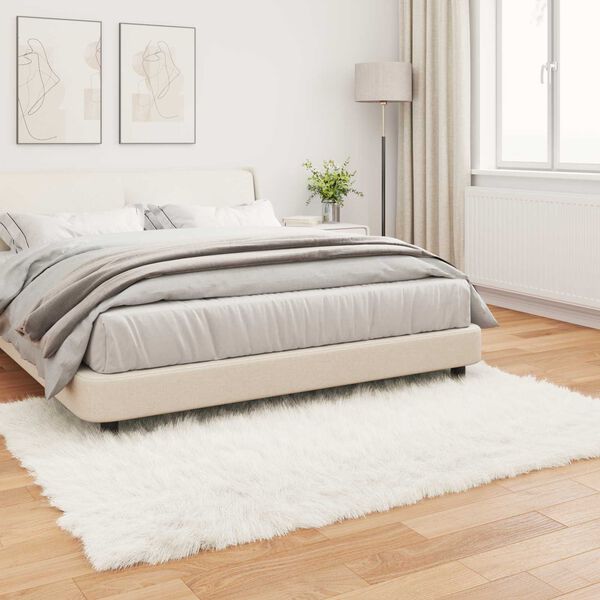 vidaXL Kunstschaffell Teppich Tafalla Wei&szlig; 160 x 230 cm Polyester
