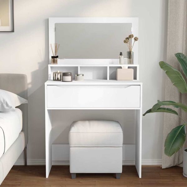 vidaXL Schlafzimmer-Frisiertische mit Speicher Wei&szlig; 80 x 39,6 x 135 cm