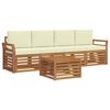vidaXL Outdoor-Sofagarnitur 5 Stk. Natur und Creme Massivholz Akazie