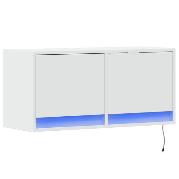 vidaXL TV-Wandschrank mit LED-Beleuchtung Wei&szlig; 80x31x38 cm