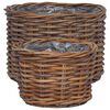 vidaXL Blumentopf Korb mit Speicher 2 pcs Braun Kubu Rattan