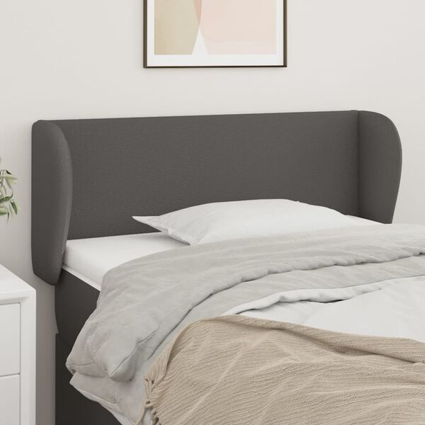 vidaXL Kopfteil mit Ohren Grau 93x23x78/88 cm Kunstleder