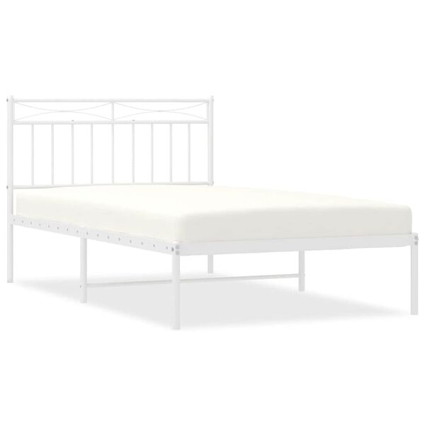 vidaXL Bettgestell mit Kopfteil Metall Wei&szlig; 100x200 cm