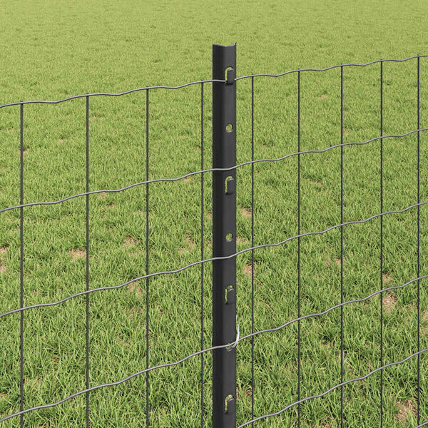 vidaXL Zaun mit Pfosten Grau 0,8 x 10 m Stahl und PVC