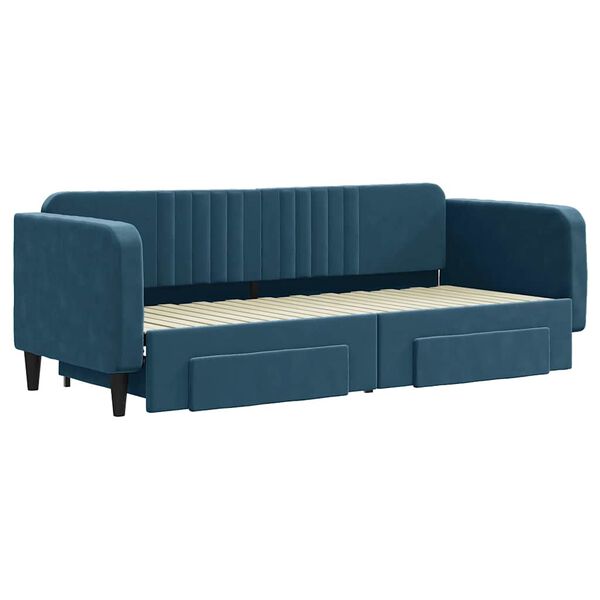 vidaXL Tagesbett Ausziehbar mit Schubladen Blau 80x200 cm Samt