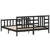 vidaXL Massivholzbett mit Kopfteil Schwarz 200x200 cm