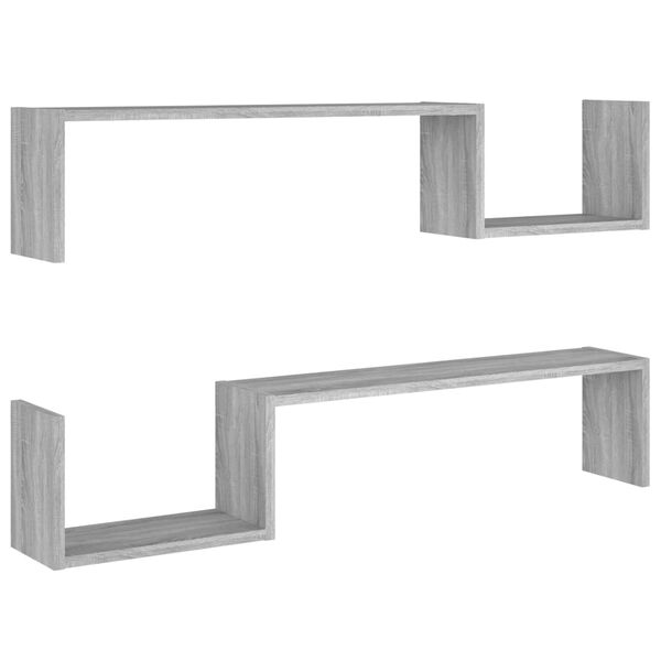 vidaXL Wandregale 2 Stk. Grau Sonoma 100x15x20 cm Holzwerkstoff