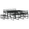 vidaXL 11-tlg. Garten-Essgruppe Schwarz Poly Rattan