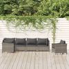 vidaXL 6-tlg. Garten-Lounge-Set mit Kissen Grau Poly Rattan
