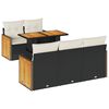 vidaXL 6-tlg. Garten-Sofagarnitur mit Kissen Schwarz Poly Rattan