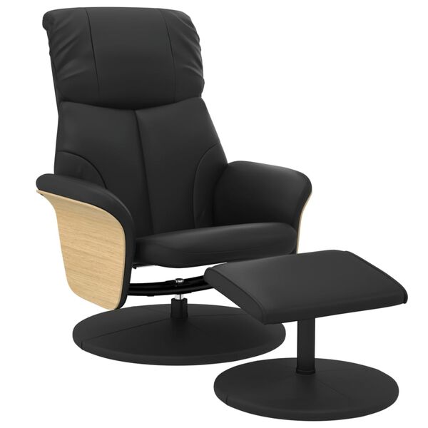 vidaXL Relaxsessel mit Fu&szlig;hocker Schwarz Kunstleder