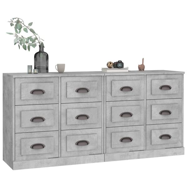 vidaXL Sideboards 2 Stk. Betongrau Holzwerkstoff