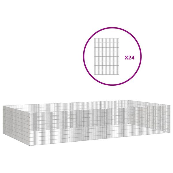 vidaXL Freilaufgehege 24-teilig 54x80 cm Verzinktes Eisen