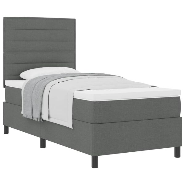 vidaXL Boxspringbett mit Matratze Dunkelgrau 90 x 190 cm Stoff