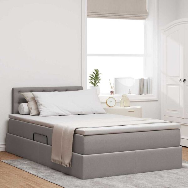 vidaXL Bett mit Stauraum und LED mit Matratze Taupe 120 x 200 cm Stoff