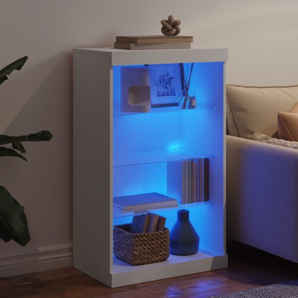 vidaXL Sideboard mit LED-Leuchten Weiß 60,5x37x100 cm