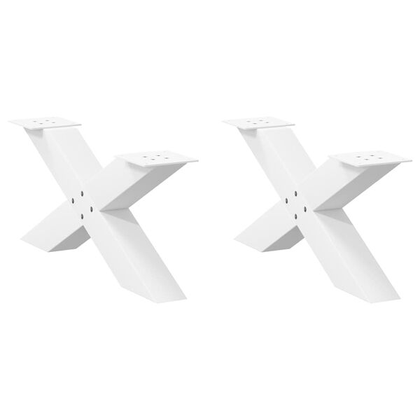 vidaXL Couchtischbeine X-Form 2 Stk. Wei&szlig; 70x(30-31) cm Stahl