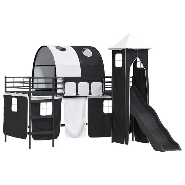 vidaXL Kinderloftbett Schwarz 79,5 x 200 cm Metall