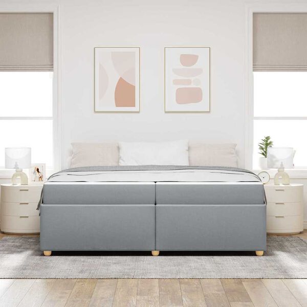 vidaXL Bettrahmen mit Matratze Hellgrau 200 x 200 cm Stoff