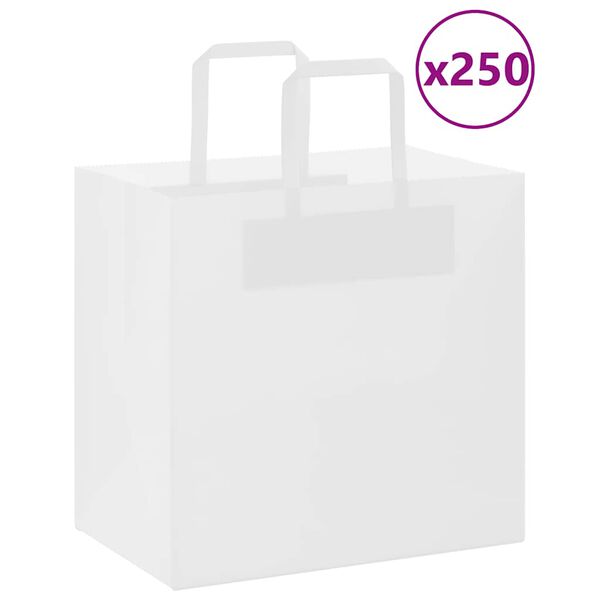 vidaXL Papiertragetaschen 250 Stk. mit Henkeln Wei&szlig; 26x17x25 cm