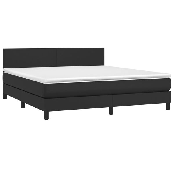 vidaXL Boxspringbett mit Matratze Schwarz 180x200 cm Kunstleder