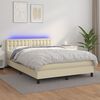 vidaXL Boxspringbett mit Matratze & LED Creme 140x200 cm Kunstleder
