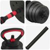 vidaXL 2-in-1 Kurzhantel Langhantel Set 30kg Schwarz und Rot