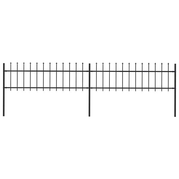 vidaXL Gartenzaun mit Speerspitze Stahl 359 x 60 cm Schwarz