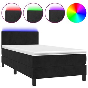 vidaXL Boxspringbett mit Matratze & LED Schwarz 90x190 cm Samt