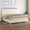 vidaXL Boxspringbett mit Matratze & LED Creme 200x200 cm Stoff