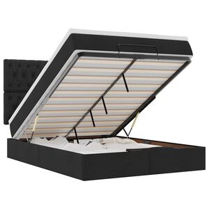 vidaXL Ottoman-Bett mit Matratze & LEDs Schwarz 140x200 cm Stoff