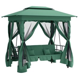 vidaXL Gartenpavillon mit Hollywoodschaukel Gr&uuml;n Stoff & Stahl