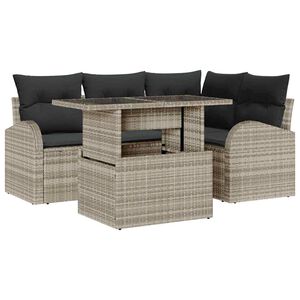 vidaXL Gartensofa-set 5 stk. Hellgrau Poly-Rattan