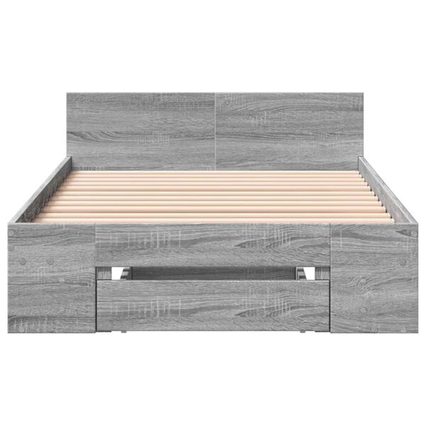 vidaXL Bettgestell mit Schublade Grau Sonoma 100x200 cm Holzwerkstoff