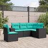 vidaXL 5-teiliges Gartensofa-Set mit Kissen, schwarzes Polyrattan