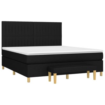 vidaXL Boxspringbett mit Matratze Schwarz 180x200 cm Stoff