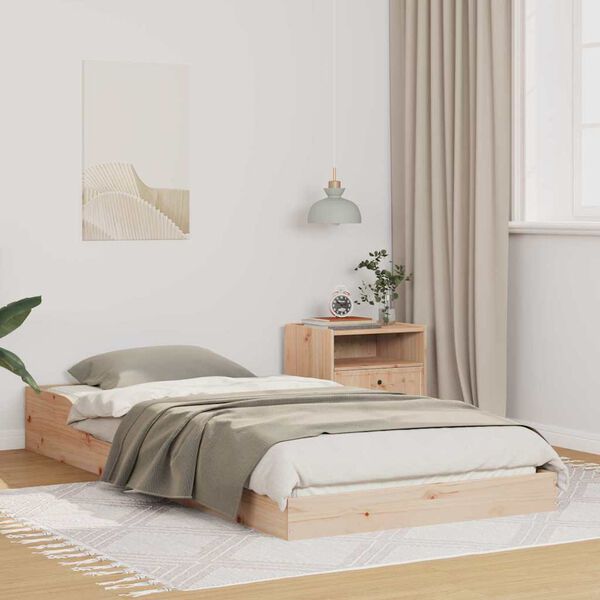 vidaXL Bettrahmen Braun 90 x 190 cm Massives Kiefernholz