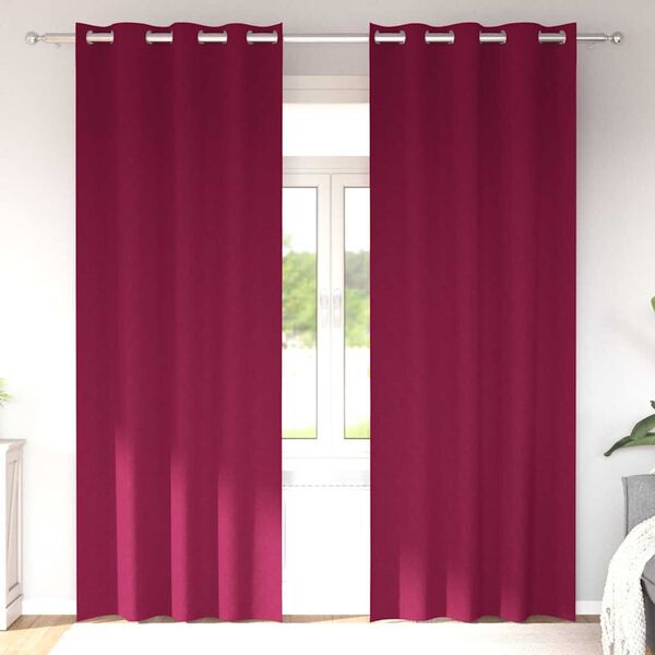 vidaXL Verdunkelungs-Vorh&auml;nge mit Ringen 2 pcs Weinrot 245 x 140 cm