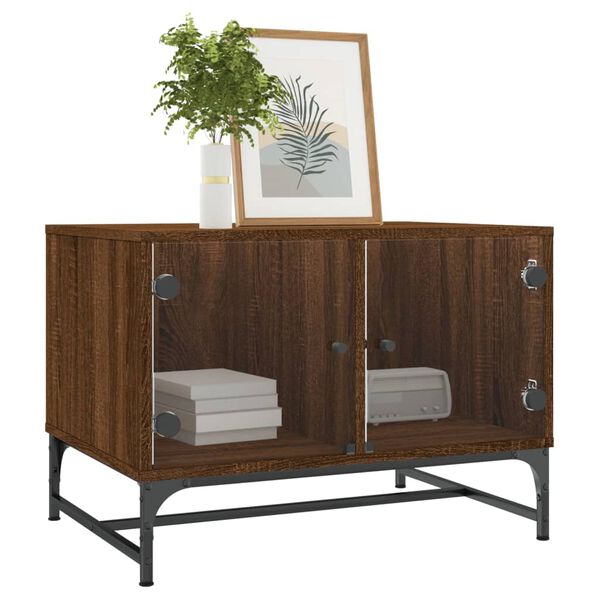 vidaXL Couchtisch mit Glast&uuml;ren Braun Eichen-Optik 68,5x50x50 cm