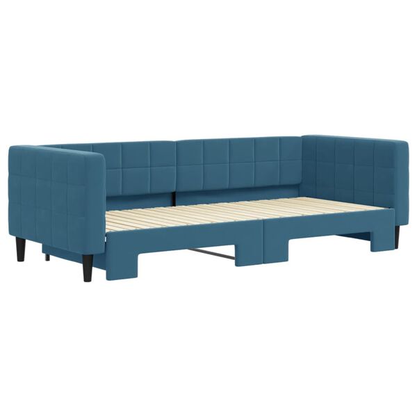 vidaXL Tagesbett Ausziehbar Blau 90x200 cm Samt
