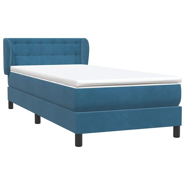 vidaXL Boxspringbett mit Matratze Dunkelblau 100x220 cm Samt