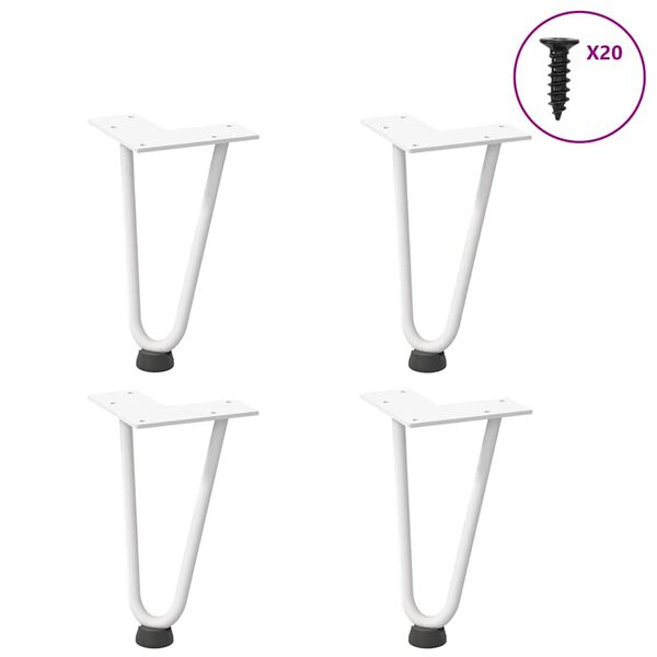 vidaXL Haarnadelbeine f&uuml;r Couchtisch 4 Stk. Wei&szlig; 20 cm Massivstahl
