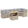 vidaXL 7-tlg. Garten-Sofagarnitur mit Kissen Beige Poly Rattan