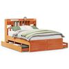 vidaXL Massivholzbett mit Regal ohne Matratze Wachsbraun 150x200 cm