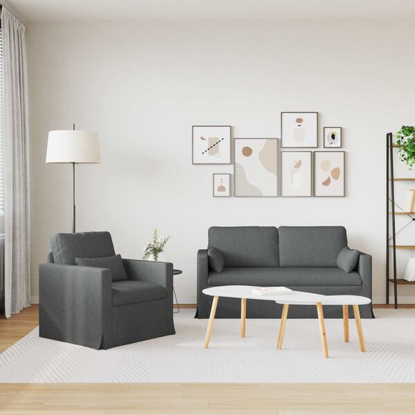 vidaXL Sofa 2 pcs Dunkelgrau