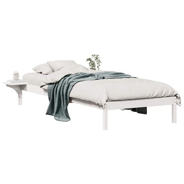 vidaXL Bettgestell mit Nachttischen Wei&szlig; 100 x 220 cm
