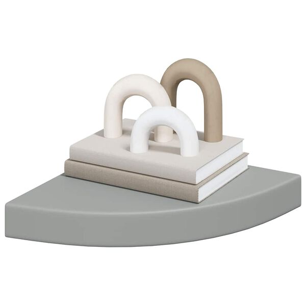 vidaXL Eck-Schweberegale 4 Stk. Grau 25x25x3,8 cm MDF